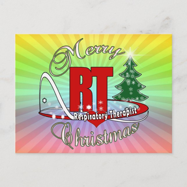 CHRISTMAS RT Respiratory Therapist Holiday Postcard (Front)