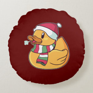 Christmas Rubber Duck Round Pillow