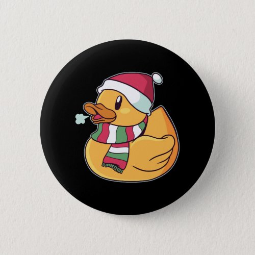 Christmas Rubber Duck Santa Hat Gift For Duck Fans Button