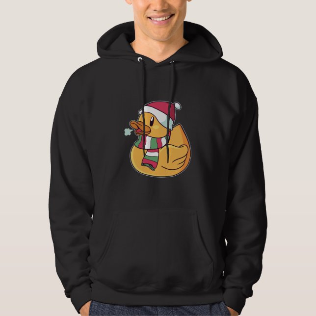 Christmas Rubber Duck Santa Hat Gift For Duck Fans Hoodie (Front)