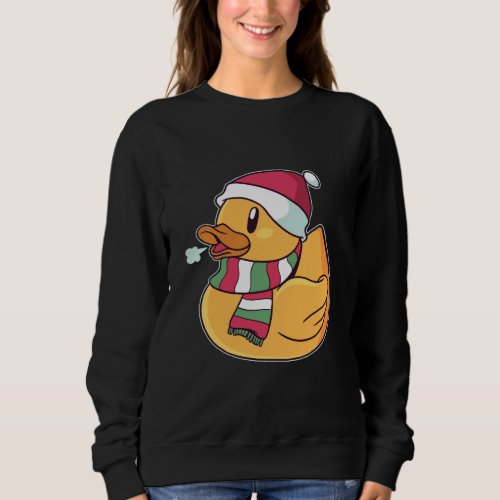 Christmas Rubber Duck Santa Hat Gift For Duck Fans Sweatshirt