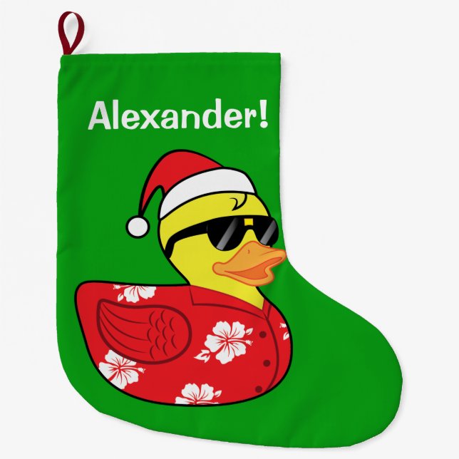 Christmas Rubber Ducky Name-Customizable Large Christmas Stocking (Front)