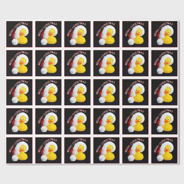 Christmas Rubber Ducky Santa Hat Wrapping Paper Zazzle