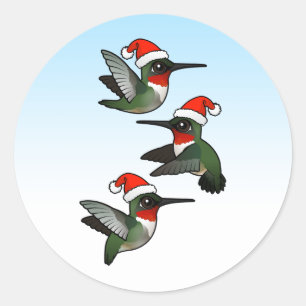 Christmas Ruby-throated Hummingbird Classic Round Sticker