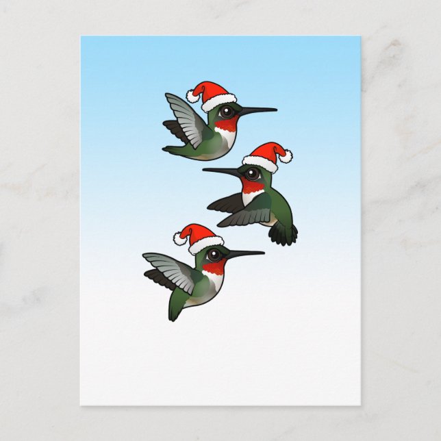 Christmas Ruby-throated Hummingbird Holiday Postcard (Front)