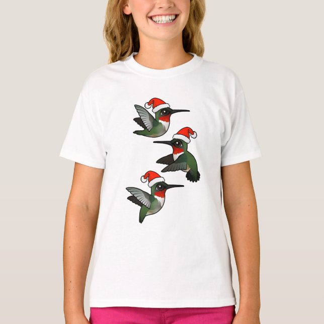 Christmas Ruby-throated Hummingbird T-Shirt (Front)