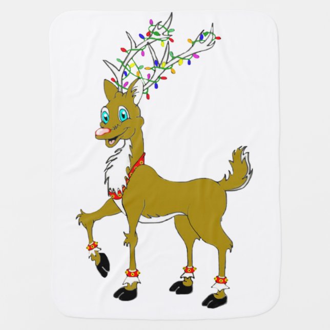 Christmas Ruddy Reindeer Swaddle Blanket (Front)