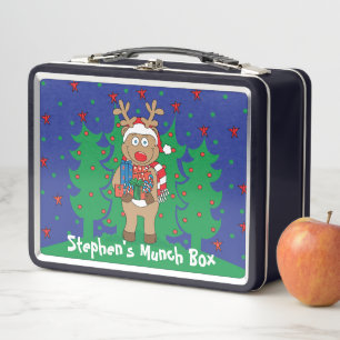 Christmas Rudolf Metal Lunch Box
