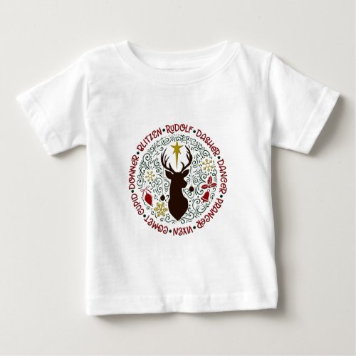 Christmas Rudolf Reindeer Names  Baby T_Shirt