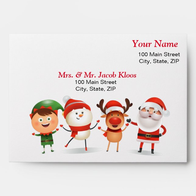 Christmas Rudolf The Reindeer and Friends   Envelope (Front)