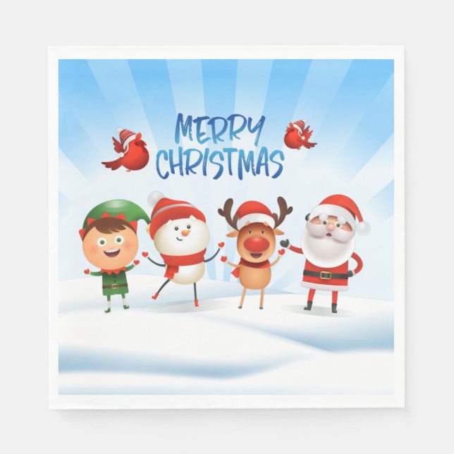 Christmas Rudolf The Reindeer and Friends  Napkins (Front)