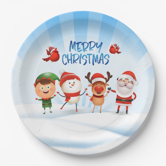 Christmas Rudolf The Reindeer and Friends  Paper Plates (Front)