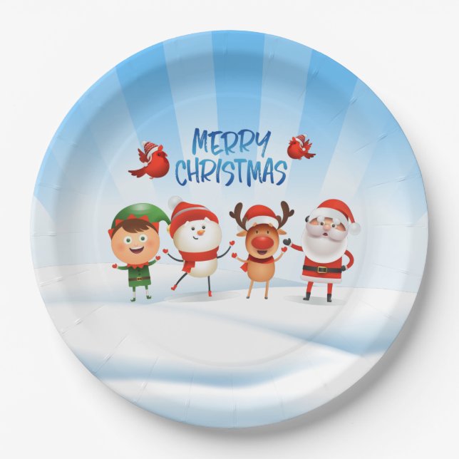 Christmas Rudolf The Reindeer and Friends    Paper Plates (Front)