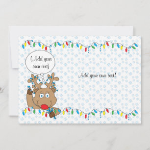 Christmas Rudolph 2sided/flat/card/& env 7"x5" Holiday Card