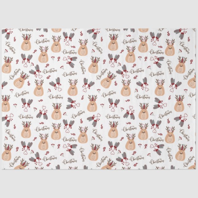 Christmas Rudolph and Mittens  Tissue Paper (Front)