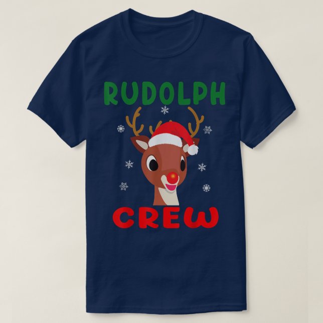 Christmas Rudolph Crew Family Matching Pajamas Xma T-Shirt (Design Front)