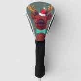 Christmas Santa Golfing With Reindeer Pattern Golf Head Cover | Zazzle