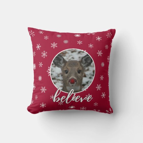 Christmas Rudolph Pillow  Believe Throw Pillow