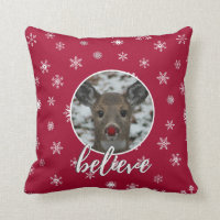 Christmas Rudolph Pillow | Believe Throw Pillow