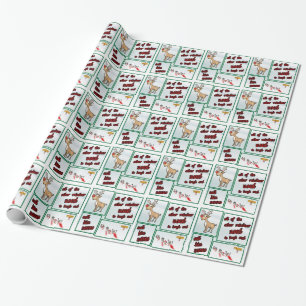 Christmas Rudolph Reindeer Names Wrapping Paper