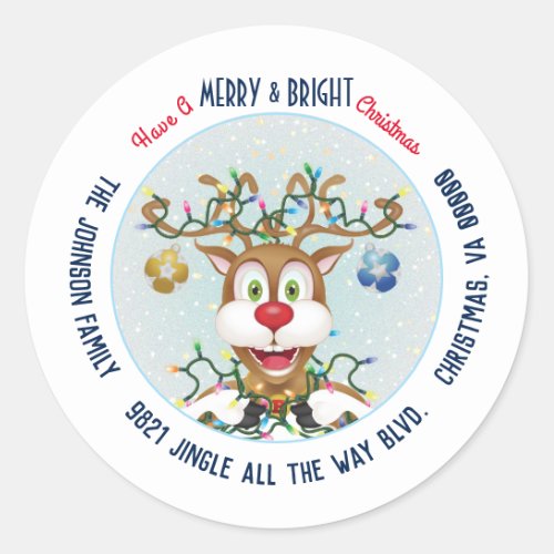 Christmas Rudolph The Red Nose Reindeer Address Classic Round Sticker