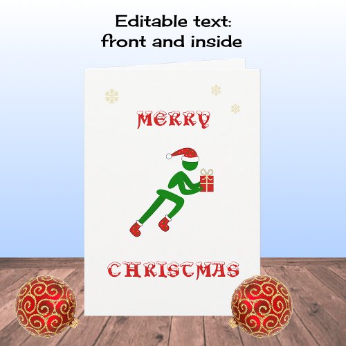 Christmas runner carrying gift holiday card