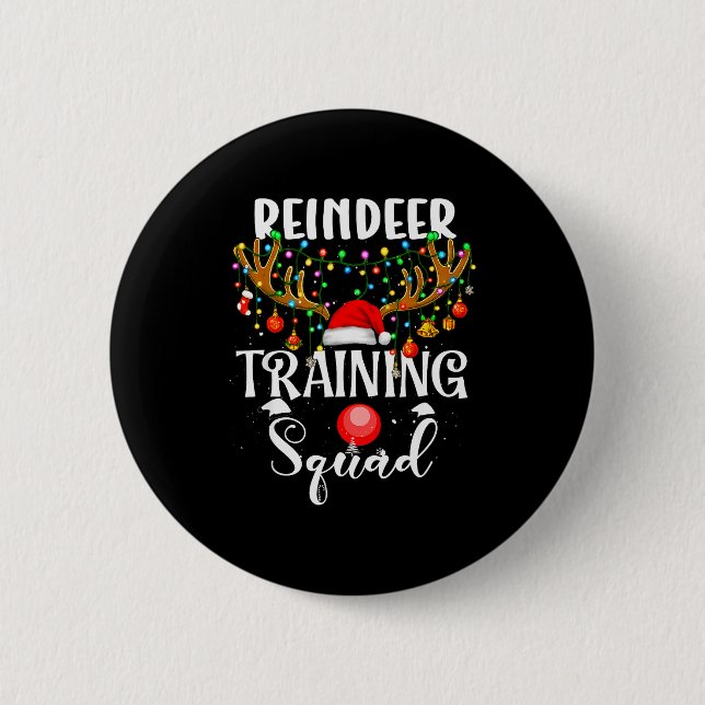 Christmas Running Reindeer Runner Training Squad T Button (Front)
