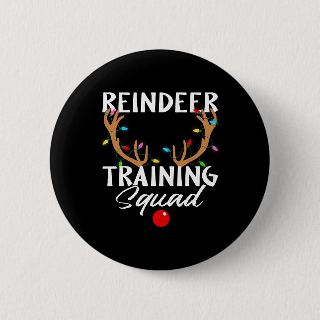 Christmas Running Reindeer Runner Training Squad T Button (Front)