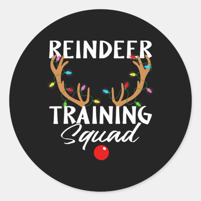 Christmas Running Reindeer Runner Training Squad T Classic Round Sticker (Front)