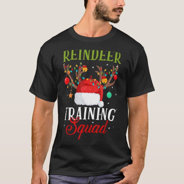 Christmas Running  Reindeer Training Squad Team Fa T-Shirt (Front)