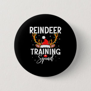 Christmas Running Team Funny Reindeer Training Squ Button