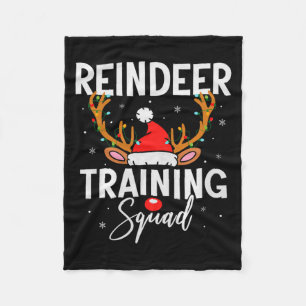 Christmas Running Team Funny Reindeer Training Squ Fleece Blanket