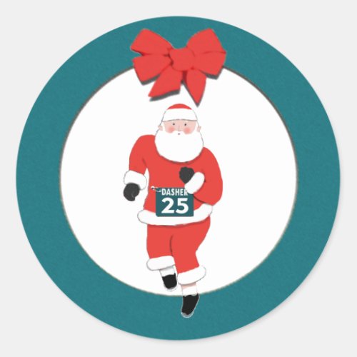 Christmas Running Track and Field Classic Round Sticker