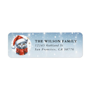 Christmas Russian Blue Cat Return Labels