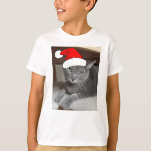 Christmas Russian Blue Gray Cat T-Shirt