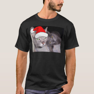 Christmas Russian Blue Gray Cats T-Shirt