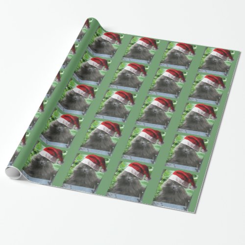 Christmas Russian Blue Long_haired Cat Wrapping Paper