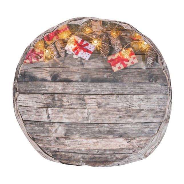 Christmas rustic background, wooden planks. pouf (Bottom)