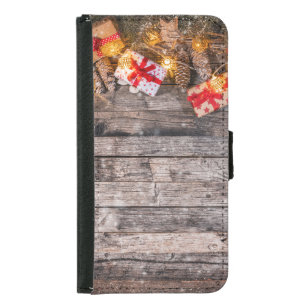 Christmas rustic background, wooden planks. samsung galaxy s5 wallet case