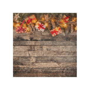 Christmas rustic background, wooden planks. wood wall art