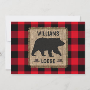 Christmas Rustic Bear Farmhouse Family Name Holiday Card
