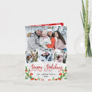 Christmas Rustic Birch Bark 4 PHOTO Greeting Holiday Card