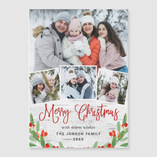 Christmas Rustic Birch Bark 4 PHOTO Magnetic Card