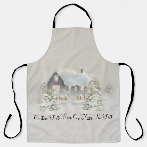 Christmas Rustic Cabin Winter Snow Woodland Forest Apron