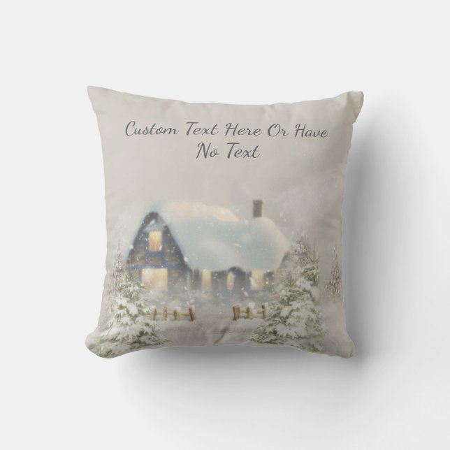 Christmas Rustic Cabin Winter Snow Woodland Forest Throw Pillow (Front)