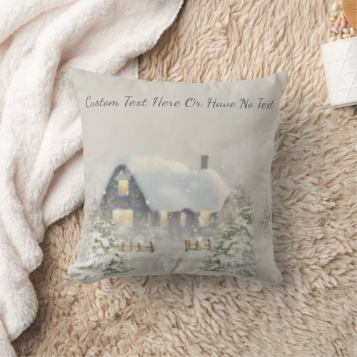 Christmas Rustic Cabin Winter Snow Woodland Forest Throw Pillow