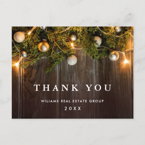 Christmas Rustic Corporate Thank You Holiday Card 