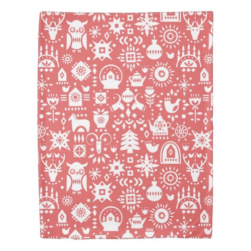 Christmas Rustic Country Cottage Decor Red White Duvet Cover