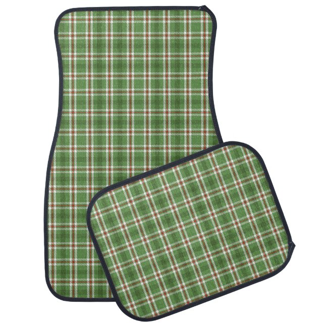 Christmas Rustic Cute Holiday Farmhouse Plaid Car Floor Mat (Set)