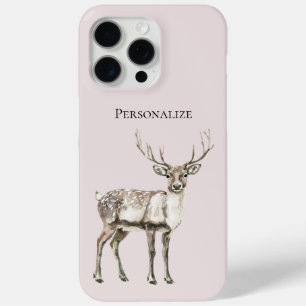 Christmas Rustic Deer Blush Pink Personalized iPhone 15 Pro Max Case